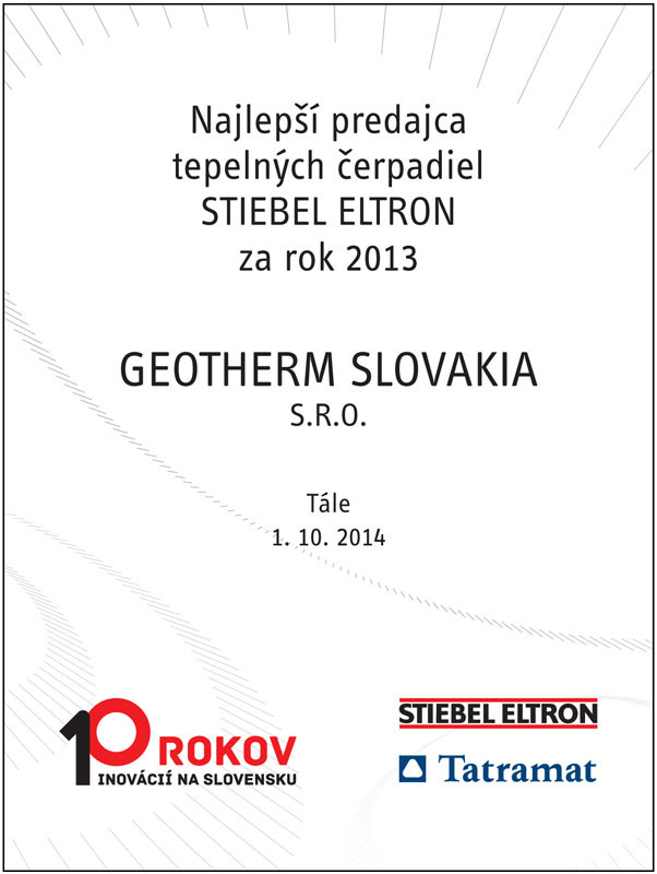 predajca tepelných čerpadiel 2013